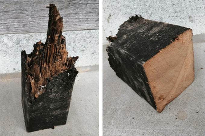 板塀ウッドフェンスの支えが腐食