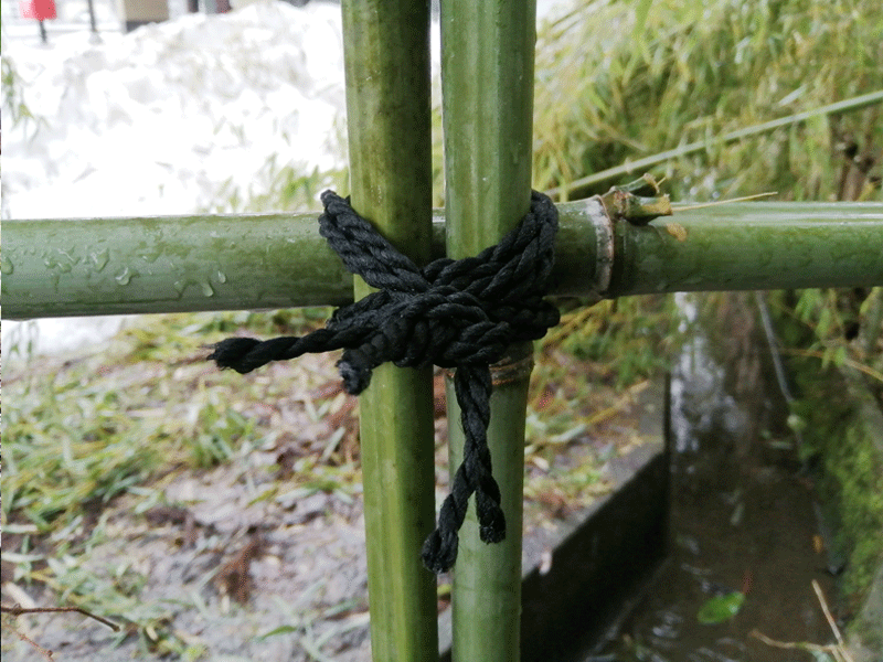 四つ目垣の縛り方　男結び