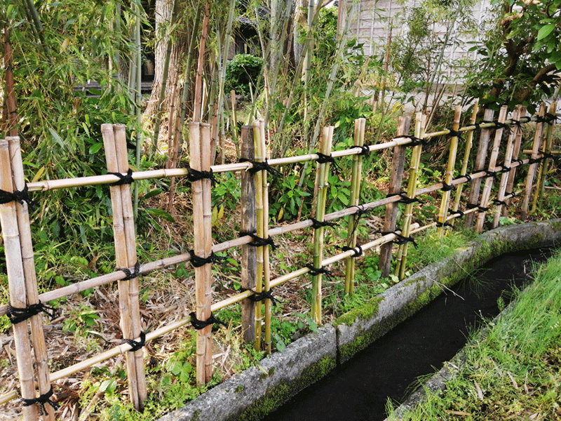 四つ目垣の作り方　壊れた竹を新しくする