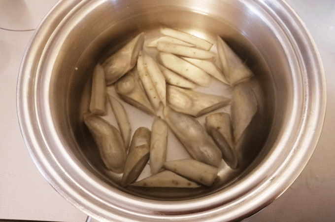カリウムを減らす茹でこぼし。ごぼう